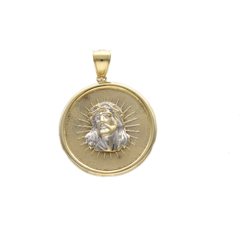 10 Karat Gold Two Tone Jesus Face Medal