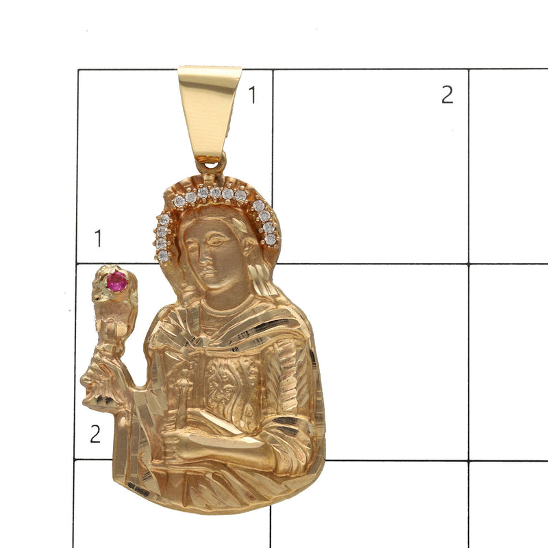 14 Karat Solid Gold Diamond Cut Santa Barbara Charm
