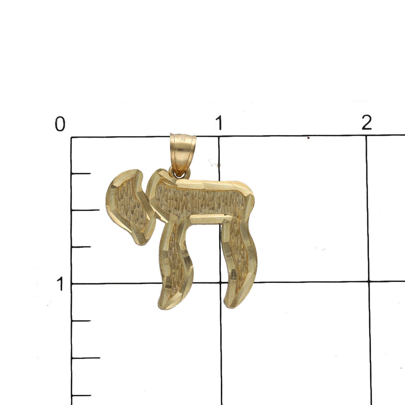 10K Gold Diamond Cut Chai Charm