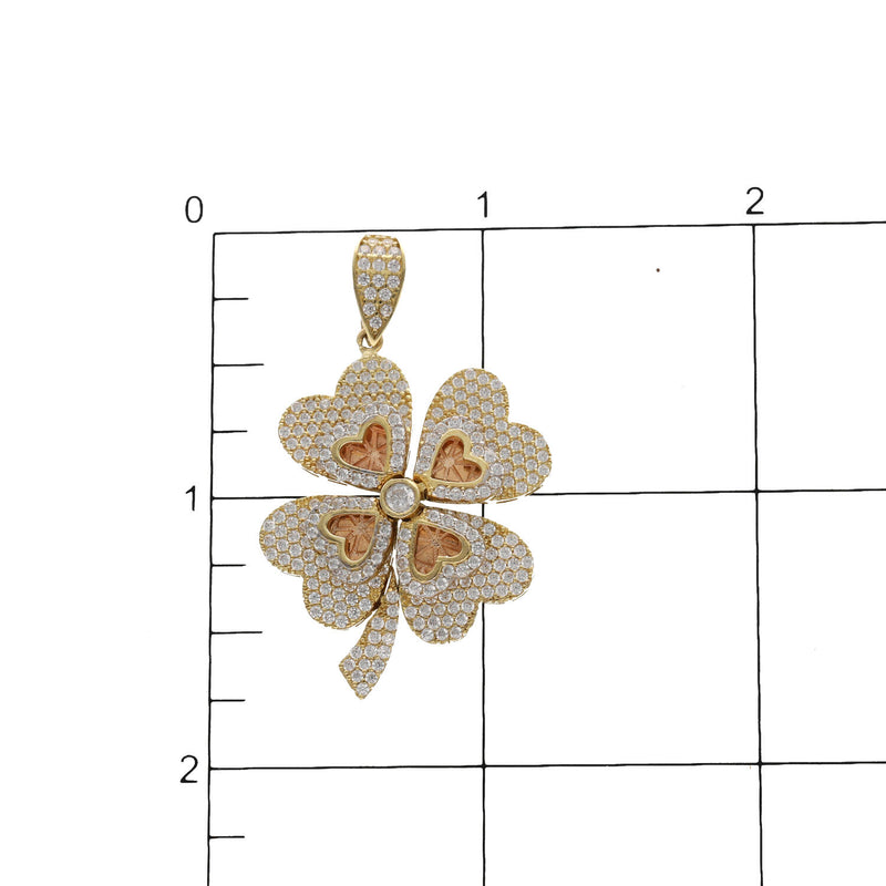 10 Karat Gold & Cz Heart Clover