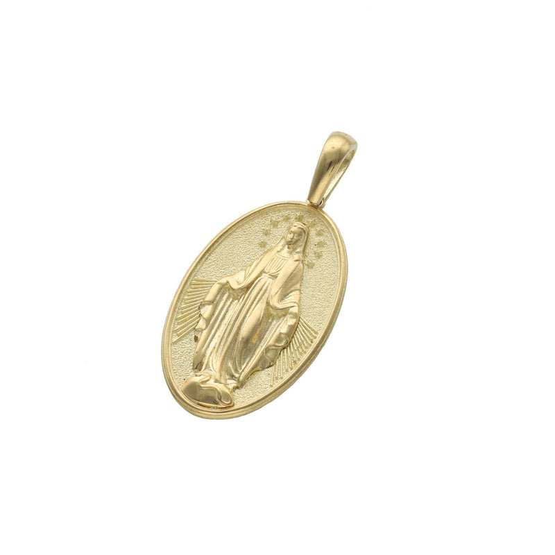 10 Karat Gold Virgin Mary Miraculous Oval Medal