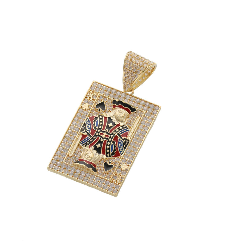 10 Karat Gold King of Black Spades Card Charm