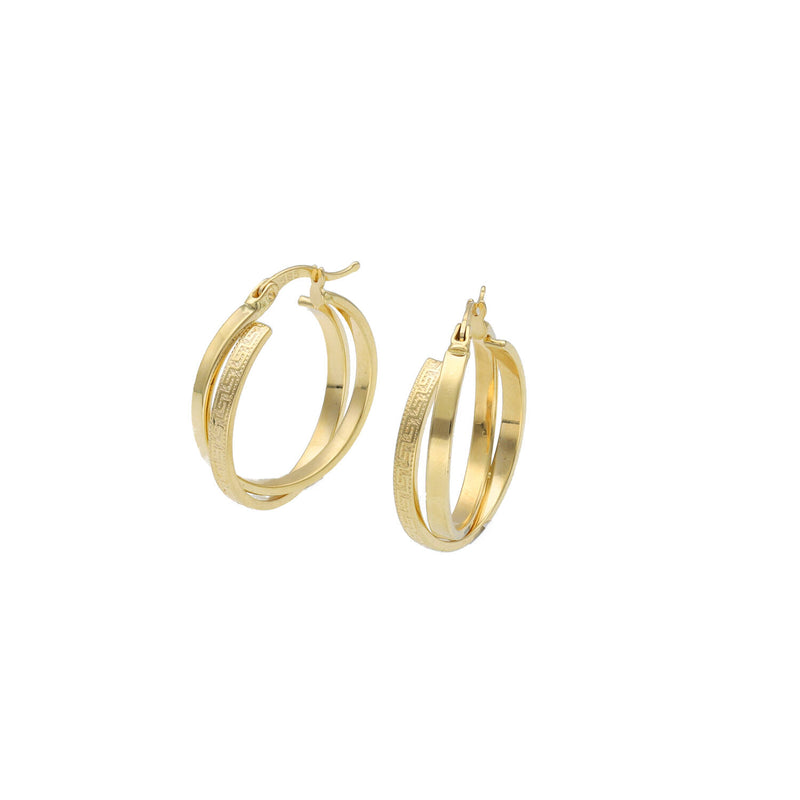 14 Karat Gold Greek Style Double Hoop Earrings