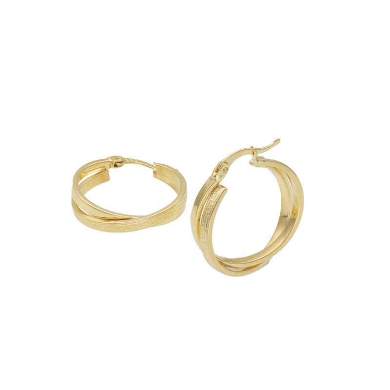 14 Karat Gold Greek Style Double Hoop Earrings