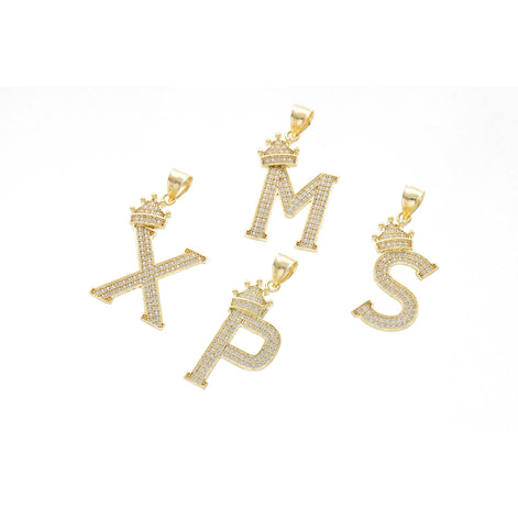 10 Karat Gold Initial Crown Charm