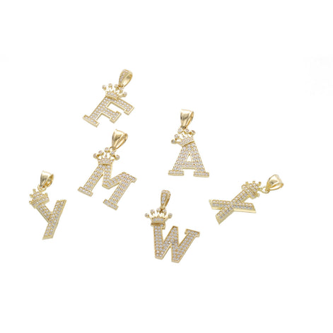 10 Karat Gold Medium Crown Initial Charm