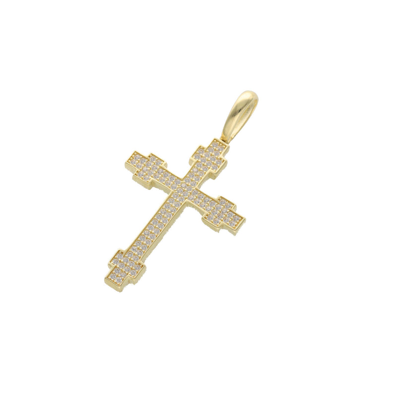 10K Yellow Gold Cross Pendant with CZ Stones ✨