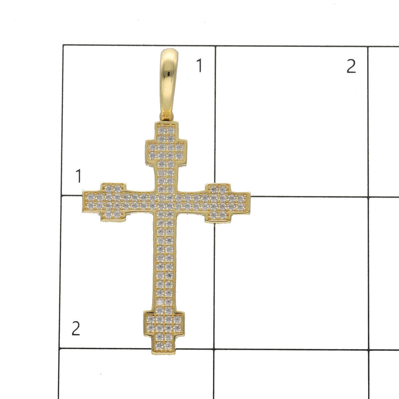10K Yellow Gold Cross Pendant with CZ Stones ✨