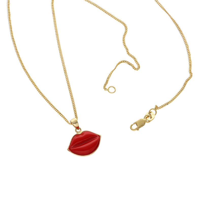 14 Karat Gold Lips Necklace Chain
