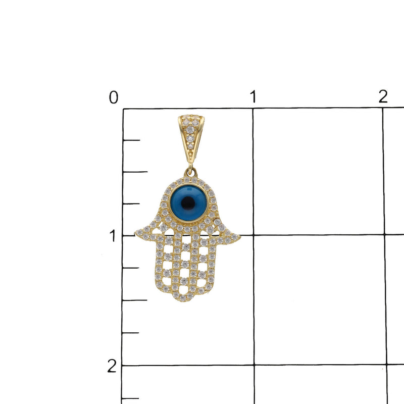 10 Karat Gold Cz Hamsa Blue Eye Charm
