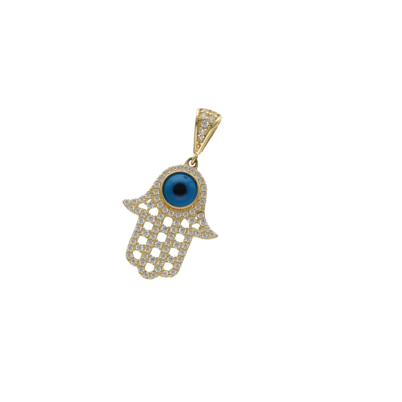 10 Karat Gold Cz Hamsa Blue Eye Charm