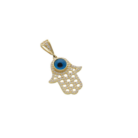 10 Karat Gold Cz Hamsa Blue Eye Charm