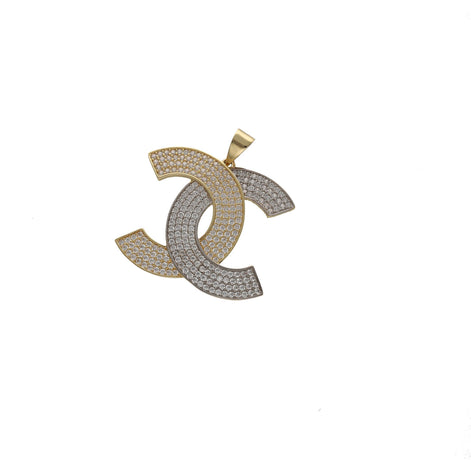 14 karat Gold Two Tone Fancy CC Charm