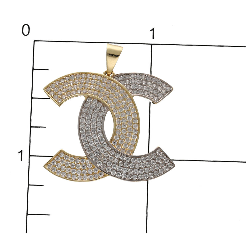 14 karat Gold Two Tone Fancy CC Charm