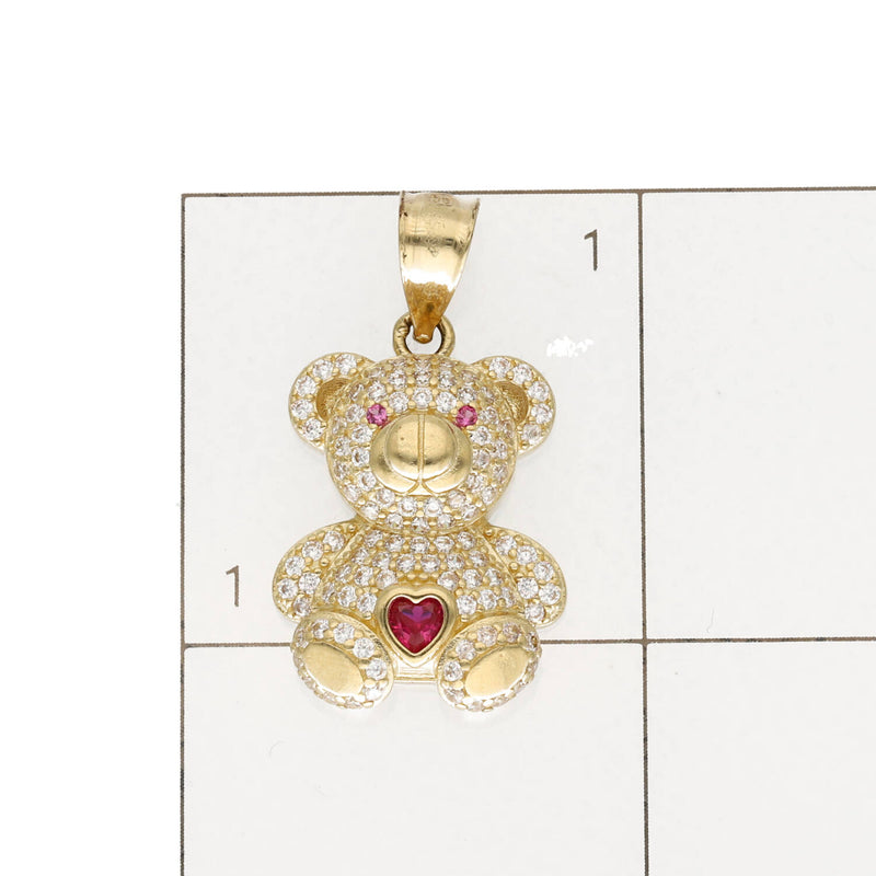 14 Karat Gold &  CZ Heart Teddy Bear Charm