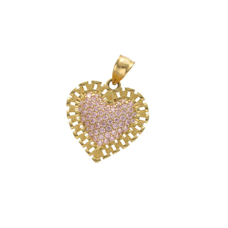 14 Karat Gold Cz Heart Charm