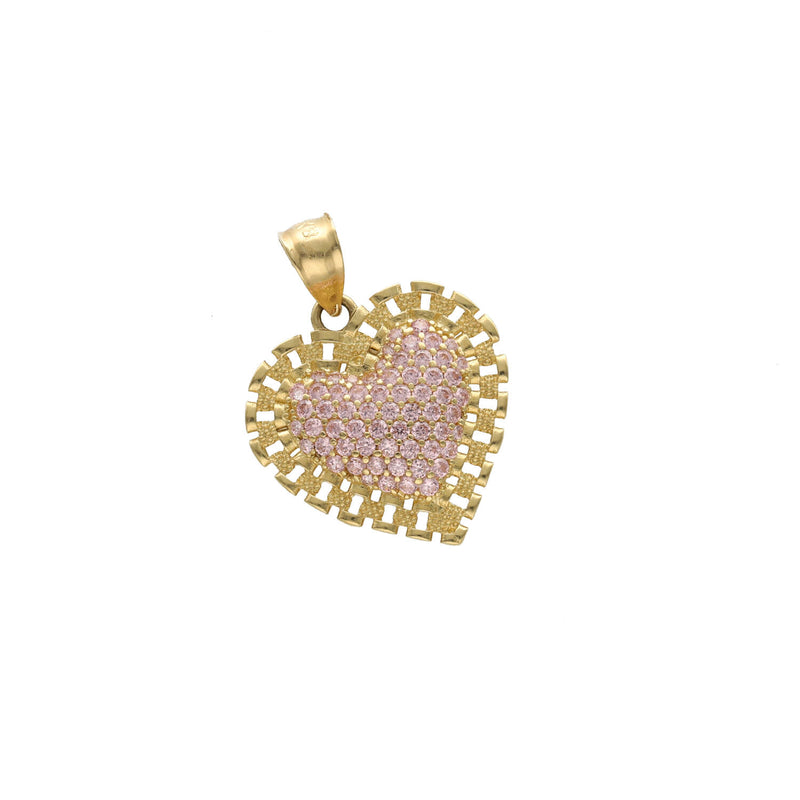 14 Karat Gold Cz Heart Charm