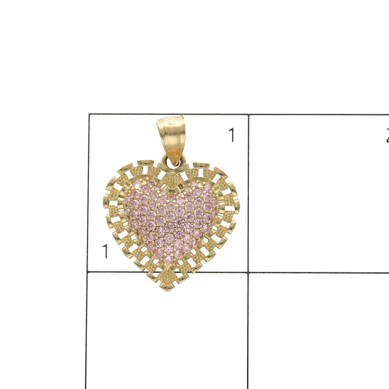 14 Karat Gold Cz Heart Charm