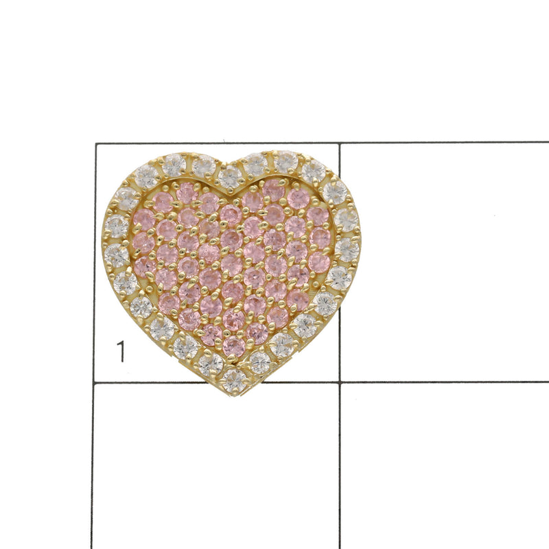 10K Gold & Cz Heart Pink Charm