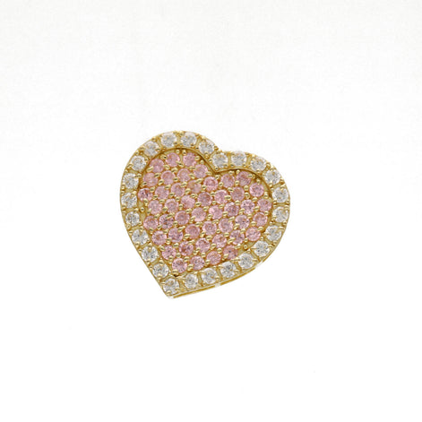 10K Gold & Cz Heart Pink Charm
