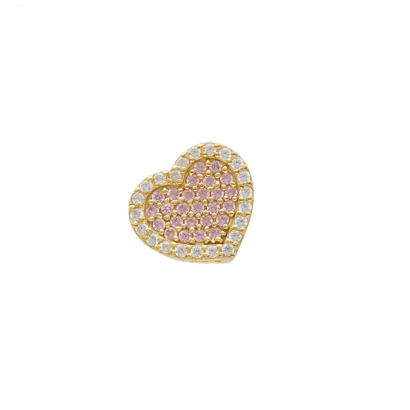 10K Gold & Cz Heart Pink Charm