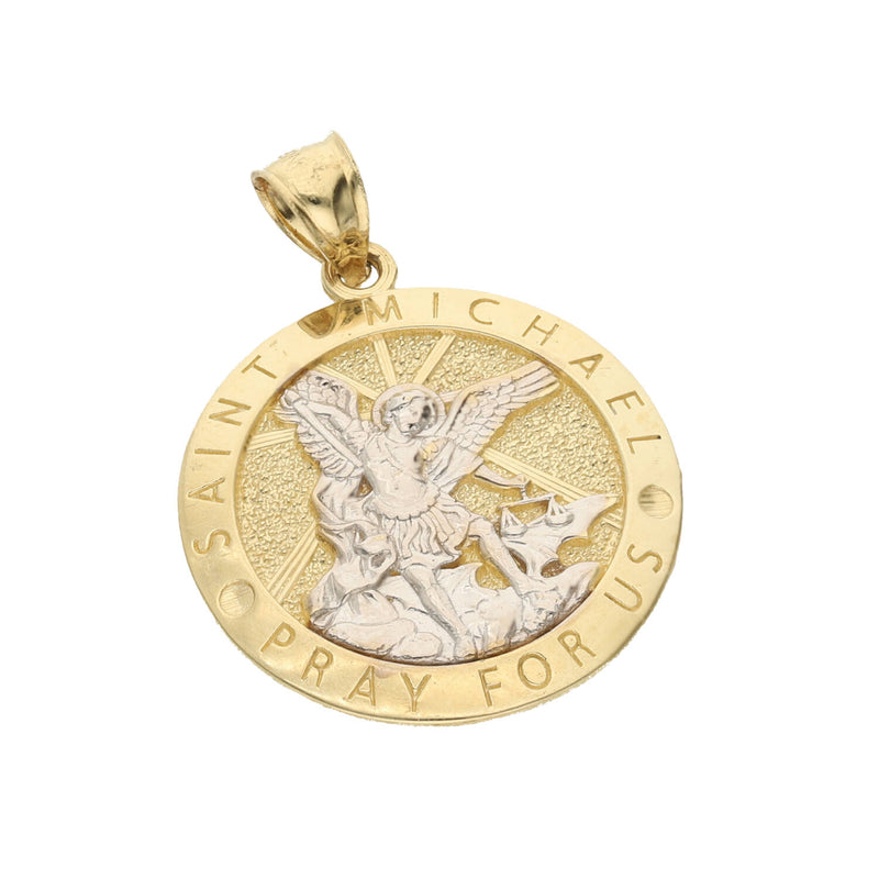 14 Karat Gold Two Tone St Michael Medal