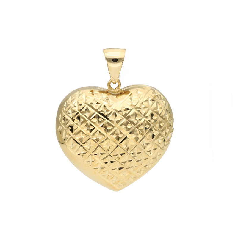 14 Karat Gold Textured  Pumped Heart charm