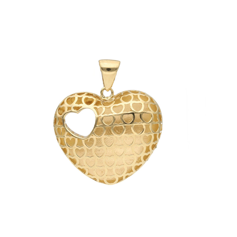 14 Karat Gold Bubble Heart Mesh Charm
