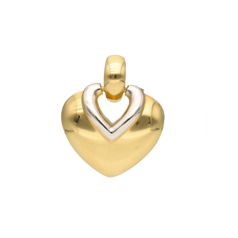 14 Karat Gold Two Tone Heart Charm