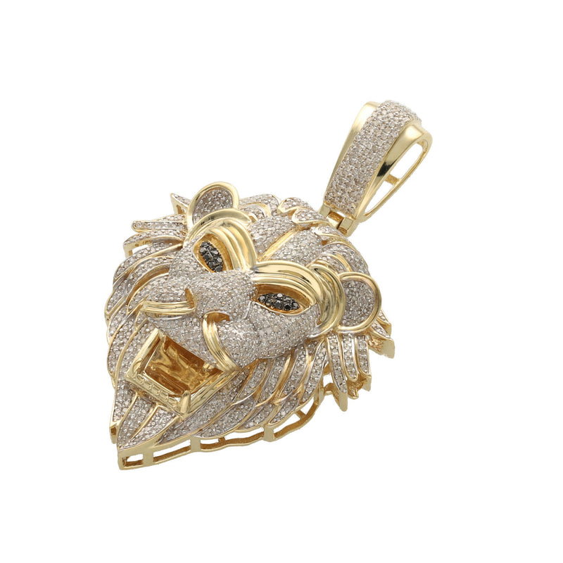 10 Karat Gold 1.72 ctw  Diamond Lion Head Charm