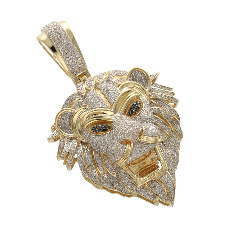 10 Karat Gold 1.72 ctw  Diamond Lion Head Charm