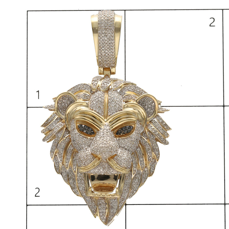 10 Karat Gold 1.72 ctw  Diamond Lion Head Charm