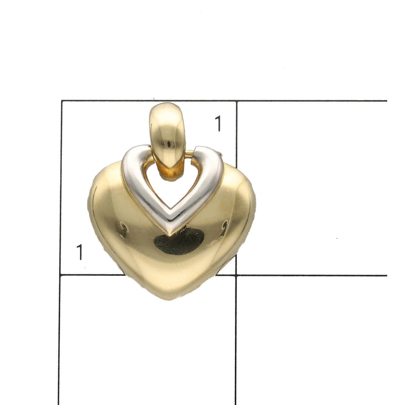 14 Karat Gold Two Tone Heart Charm