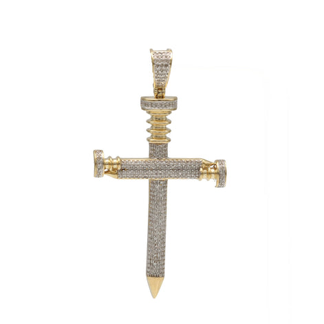 10 Karat Gold 0.55 ctw Diamond Nails Cross Charm