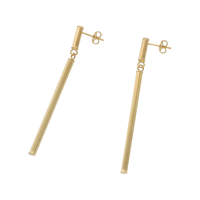 14 Karat Gold Plain Bar Dangle Earrings