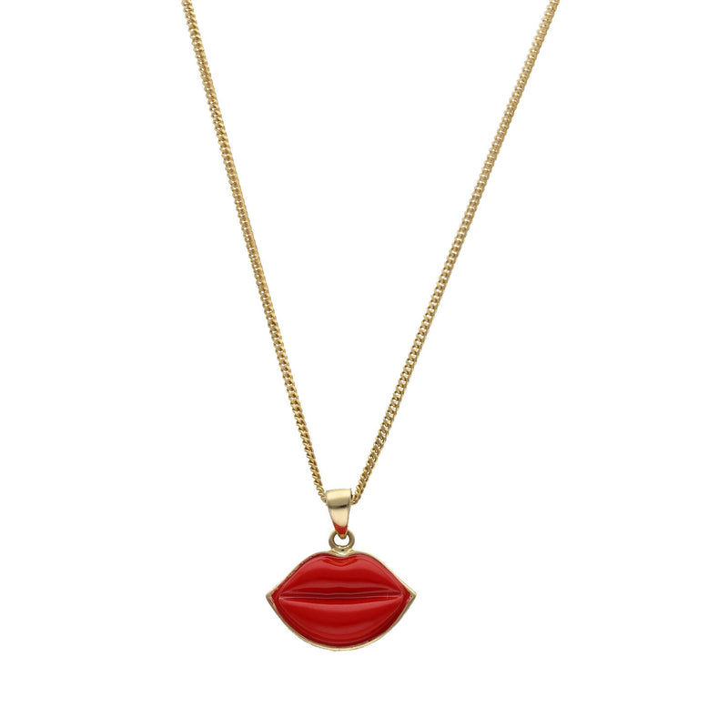 14 Karat Gold Lips Necklace Chain