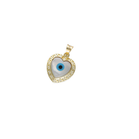 14 Karat Gold Greek Style Heart Evil Eye Charm