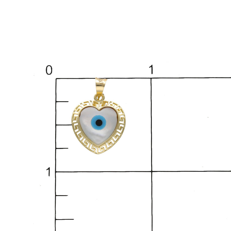 14 Karat Gold Greek Style Heart Evil Eye Charm