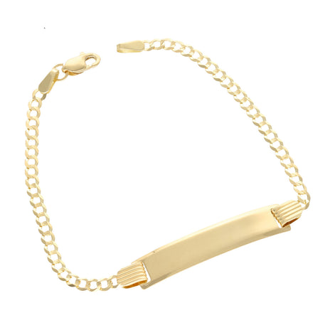 14 Karat Solid Gold Italian Curb ID Bracelet 2.5 x 6