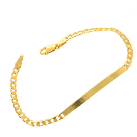 10 Karat Solid Gold Italian Curb ID Bracelet 2.9x6