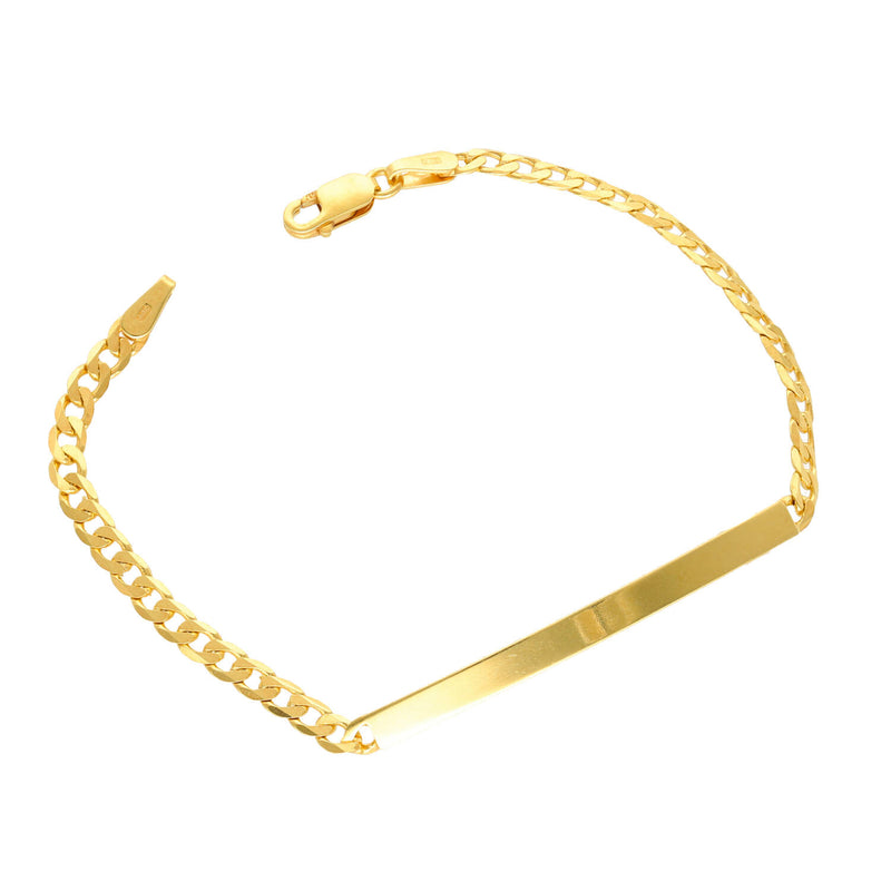 10K Solid Gold Italian Curb ID Bracelet - Children's Jewelry Made in Italy