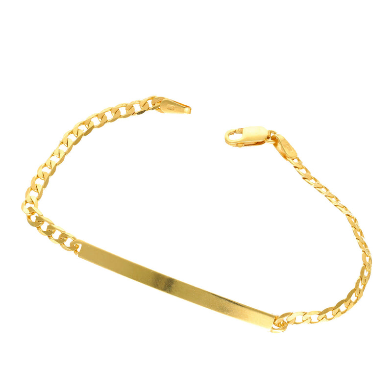 10K Solid Gold Italian Curb ID Bracelet - Children's Jewelry Made in Italy