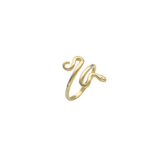 A striking 10 karat Yellow Gold Ring featuring an intricately designed coiled snake, set against a white background.