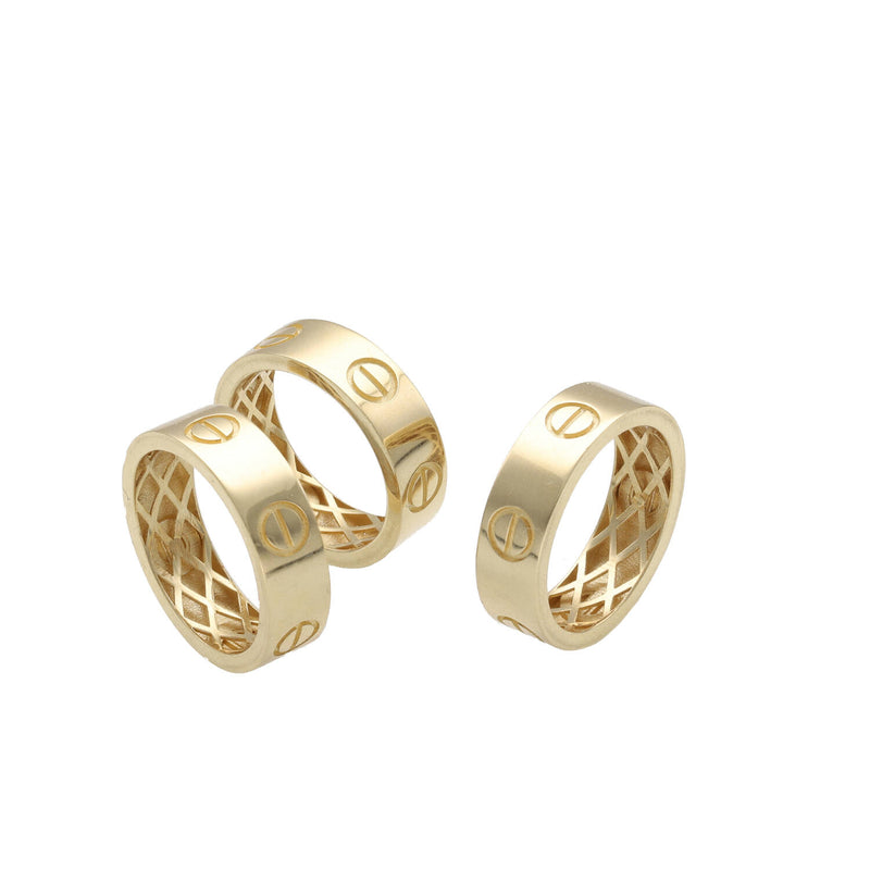 14 Karat Gold Screw Head Fancy Band Ring 6mm - 2025 Jewelry