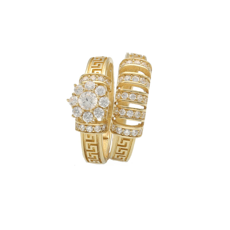 14 Karat Gold & CZ Duo Wedding Set Maze
