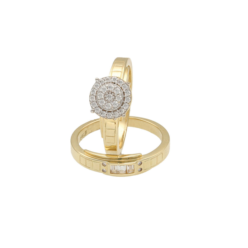 14 Karat Gold & CZ Duo Wedding Ring