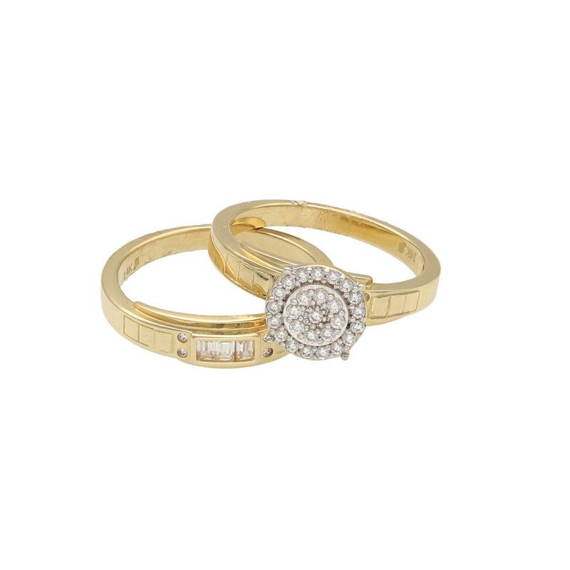 14 Karat Gold & CZ Duo Wedding Ring