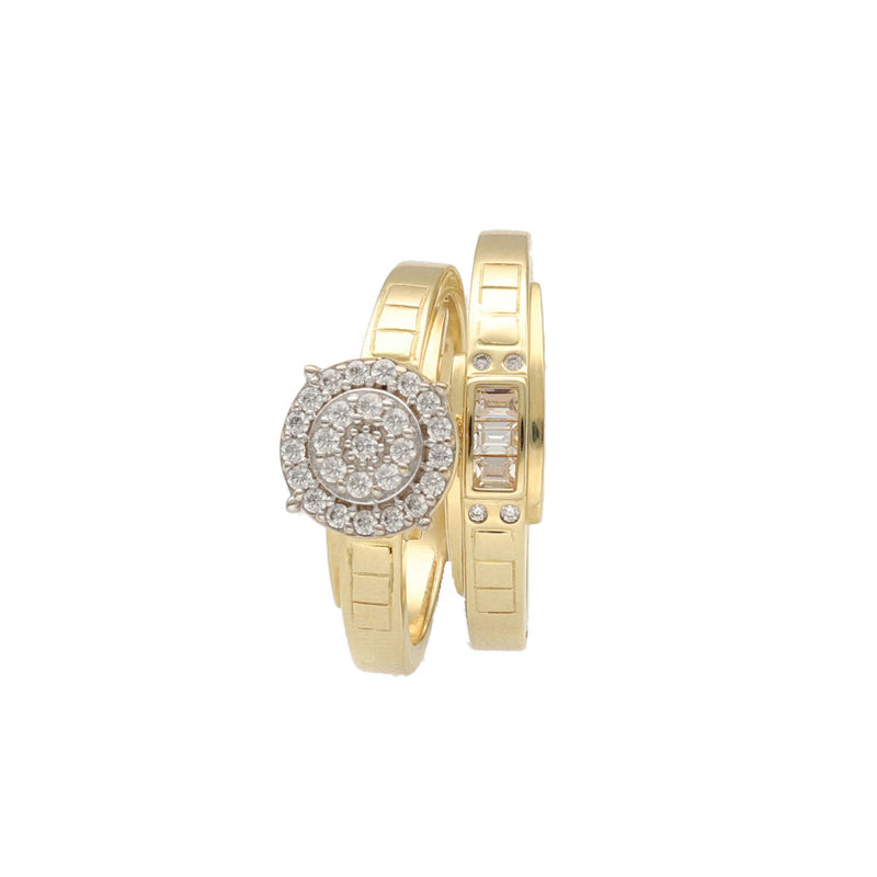 14 Karat Gold & CZ Duo Wedding Ring