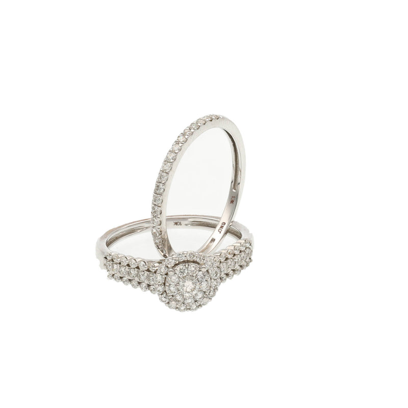 10 Karat White Gold 3/4 ctw Diamond Bridal Duo Set