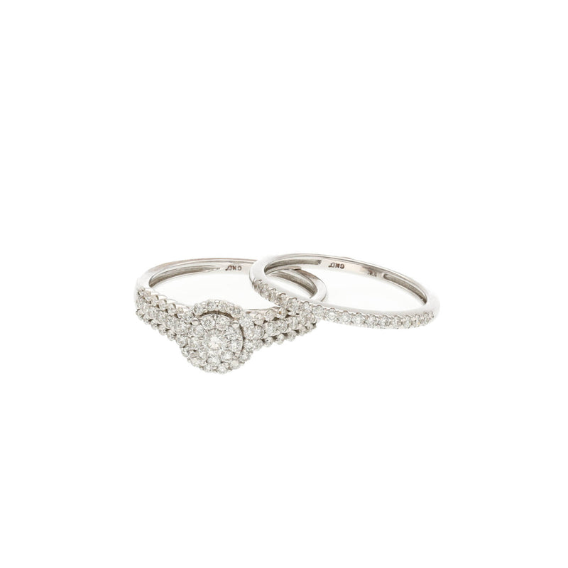 10 Karat White Gold 3/4 ctw Diamond Bridal Duo Set